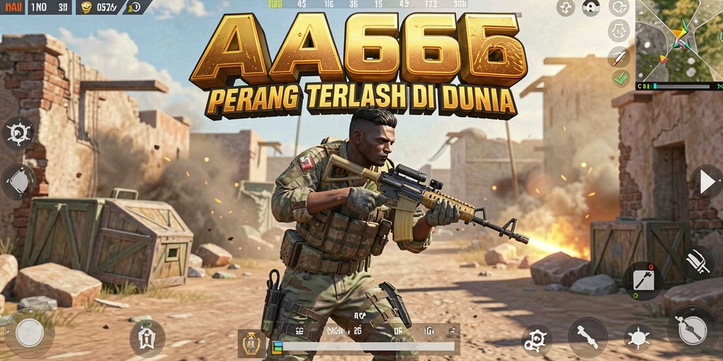 Tangkapan layar gameplay AA666 dengan pertempuran seru di pulau.