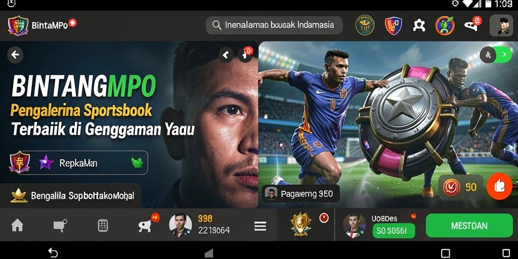 Tampilan utama BINTANGMPO dengan berbagai pilihan taruhan olahraga.