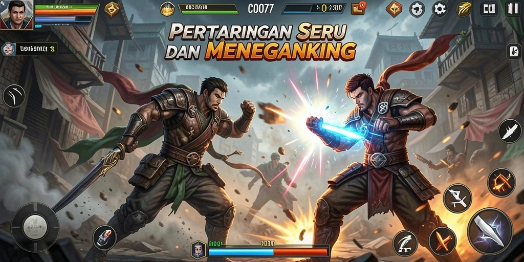 Tampilan seru layar pertarungan di COO77 dengan grafis menakjubkan.