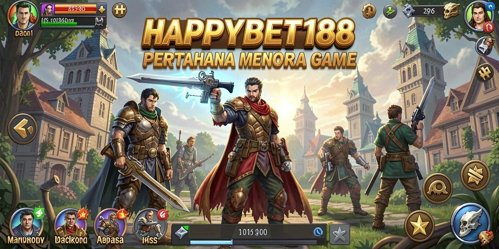 Tampilan gameplay <strong>HAPPYBET188</strong> dengan tower yang berfungsi melawan serangan musuh.