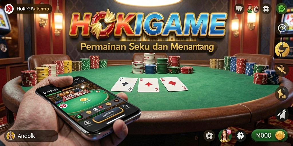 Tangkapan layar HOKIGAME yang menunjukkan aksi seru permainan Poker.