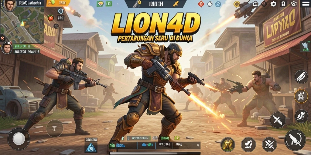 Screenshot gameplay LION4D yang menunjukkan pertarungan seru di arena.